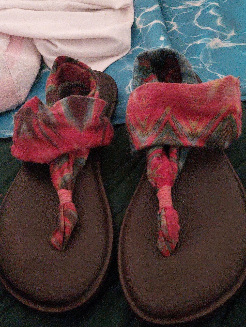 Women’s Orange Patterned Fabric Toe-Post Sandals